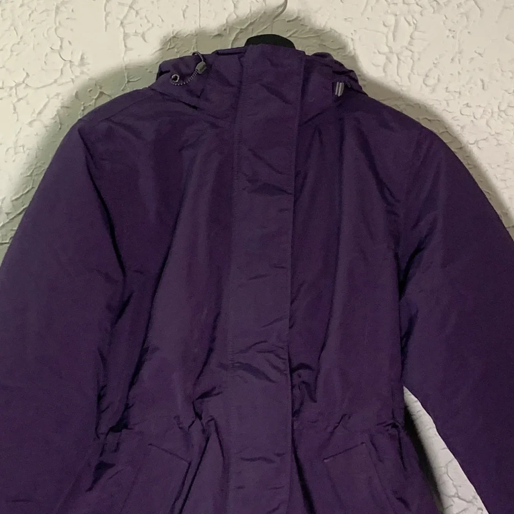 Lands’ End Parka Purple Medium Windbreaker Fleece Lined Full Zip Detachable Hood - Picture 5 of 17